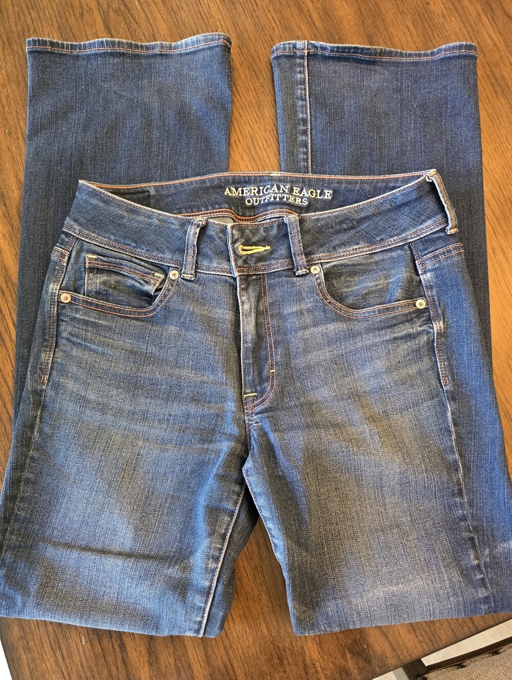 American Eagle Outfitters Women's Dark Blue Kick Bootcut Jeans